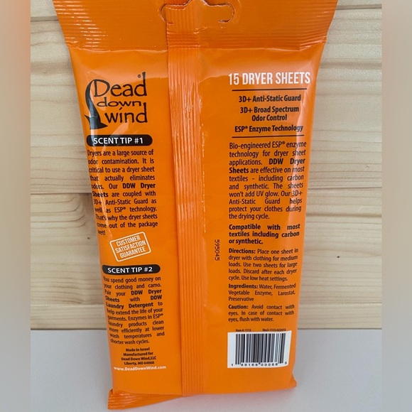 Dead Down Wind 3D+ Broad Spectrum Odor Control Dryer Sheets - Picture 2 of 4